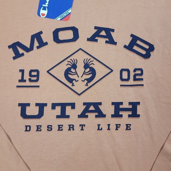 Vtg Champion Reverse Weave Moab Utha  Men’s Size L Orange  Crewbeck Sweater New - Picture 4 of 9